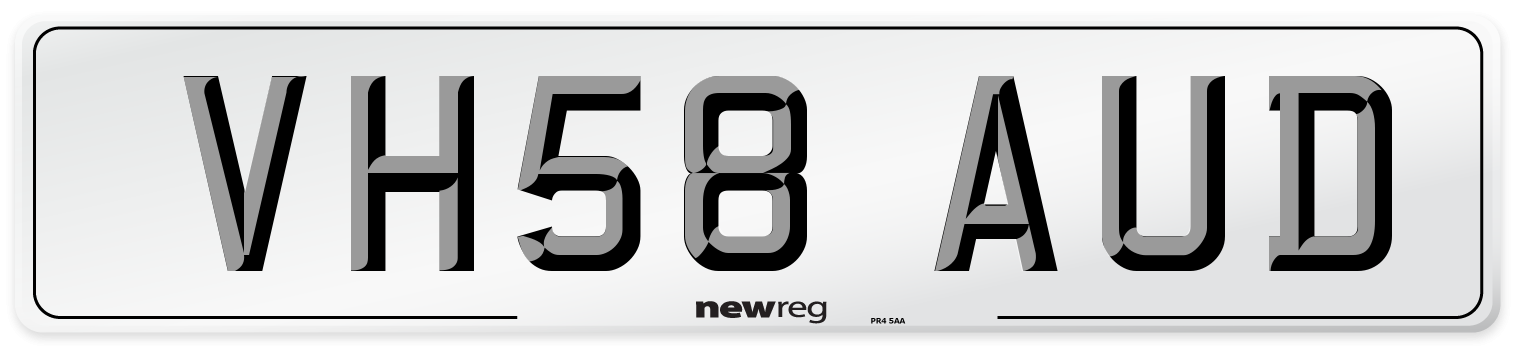 VH58 AUD Number Plate from New Reg